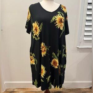 Sunflower Print Midi Dress